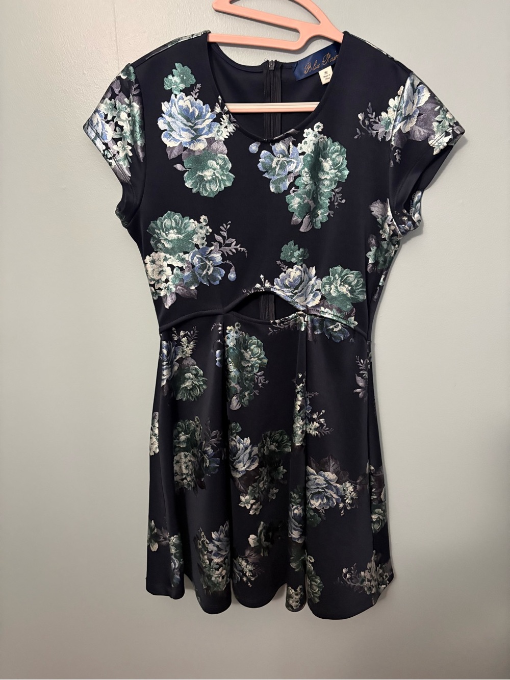 Blue Rain Navy Floral Cutout Skater Dress